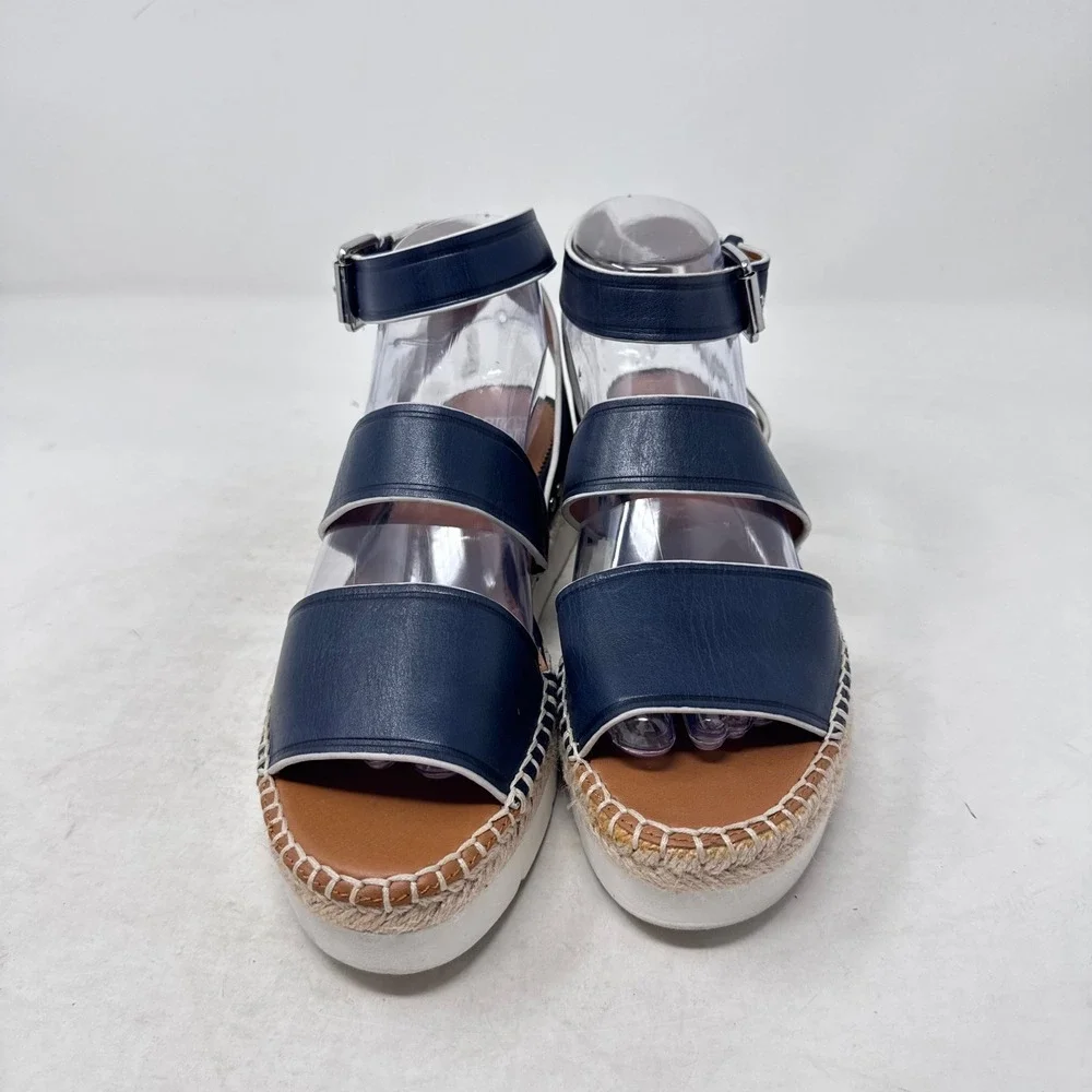 Sarto Franco Sarto Espadrille Platform Sandals Navy Blue Size 8 Nautical Summer